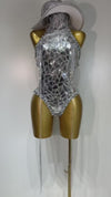 Brixton Sparkly Silver Bodysuit Sexy Two Pieces Outfit