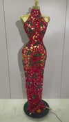 Jynari Sexy Shiny Colorful Rhinestone Hollow Out Long Dress