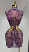 Kasia Purple Sparkly Luxury Rhinestones Mesh See Through Cut Out Sexy Dress