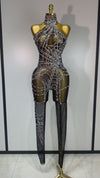 Aisani Sparkly Diamond Sexy Mesh Jumpsuit Outfit
