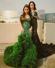 Green Prom Dress For Women Sweetheart Sequin Split Evening Gown Mermaid Party Dress