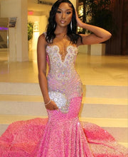 Elegant Rhinestone Beads Prom Dress