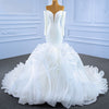 Elegant V-Neck Mermaid Puffy Train  Wedding Dress