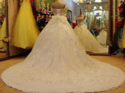 Luxury Ball Gown Fluffy Sweetheart Crystal Beading Diamond Wedding Dresses Real Photo Vestidos De Novia Custom Made WS68M