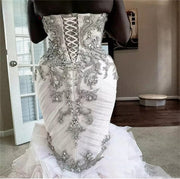 Wedding Dress Mermaid Big Train Sweetheart Crystal Beaded Sequins Luxury Sexy Bride Dress Custom Made KW41