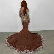 Prom Dress Crystal Beading Mermaid Zipper Back