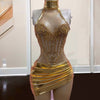 Gold Beading High Neck Birthday Dress