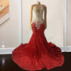 Luxury Red Backless Sparkly Sequin Prom Dresses