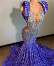 Glitter Light Purple Prom Dresses For Women Sequin Mermaid Party Gowns Crystal Evening Dress Long Vestidos De Graduación