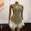 Silver Sequin  Feather Diamond Birthday Dress