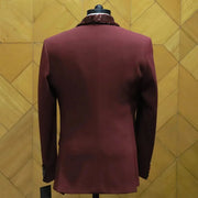 Men's Burgundy Sequin Suit (Jacket + Pants + Vest )