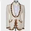 Men's White and Gold Beaded Suit (Jacket, Pants, and Vest)