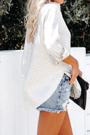 Turn-down Collar Embossed Button Shirt