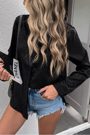 Turn-down Collar Embossed Button Shirt