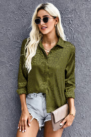 Turn-down Collar Embossed Button Shirt