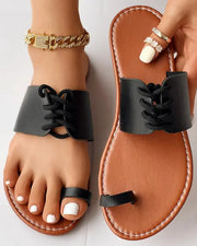 Lace-up Toe Ring Summer Beach Flip Flops