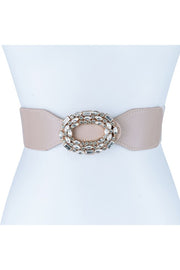 Oblong Rhinestone Cloud Buckle Elastic Belt