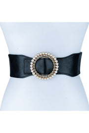 Faux Pearls with Rhinestone Cloud Elastic Belt