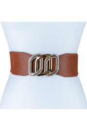 Triple Chain Theme Circle Buckle Elastic Belt
