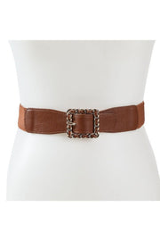 PU Inserted Rectangle Buckle Elastic Belt