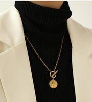 Gold Plated Roman Portrait Necklace