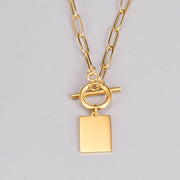 Gold Rose Plate OT Necklace