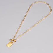 Gold Rose Plate OT Necklace