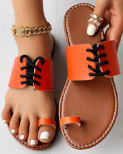 Lace-up Toe Ring Summer Beach Flip Flops