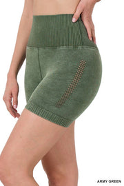 STONE WASHED SEAMLESS HIGH WAISTED SHORTS