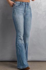 High Waist Flare Jeans with Pockets