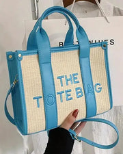 Letter Embroidery Versatile All-Match Straw Tote Bag