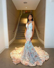 Mint Green Long Sparkly Sexy Prom Dress Mermaid Style