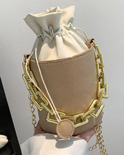 Drawstring Chain Strap Bucket Bag