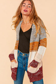 PLUS OMBRE COLOR BLOCK SWEATER KNIT OPEN CARDIGAN