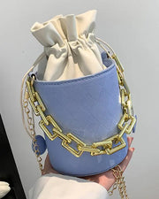 Drawstring Chain Strap Bucket Bag