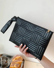 Quilted Geometric Zipper Detail Envelop Clutch Bag