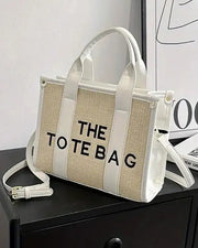 Letter Embroidery Versatile All-Match Straw Tote Bag