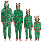 2023 Christmas Family Matching Outfits Elk Ear Hooded Rompers Jumpsuit Adults Kids Clothing Set Pajamas Overall Xmas Family Look