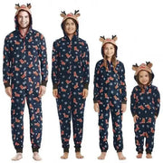2023 Christmas Family Matching Outfits Elk Ear Hooded Rompers Jumpsuit Adults Kids Clothing Set Pajamas Overall Xmas Family Look