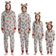 2023 Christmas Family Matching Outfits Elk Ear Hooded Rompers Jumpsuit Adults Kids Clothing Set Pajamas Overall Xmas Family Look