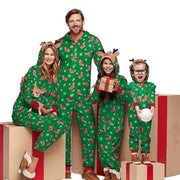 2023 Christmas Family Matching Outfits Elk Ear Hooded Rompers Jumpsuit Adults Kids Clothing Set Pajamas Overall Xmas Family Look