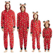 2023 Christmas Family Matching Outfits Elk Ear Hooded Rompers Jumpsuit Adults Kids Clothing Set Pajamas Overall Xmas Family Look