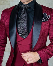 Men's Italian Design Slim Fit Three-Piece Suit (Jacket+Pants+Vest)
