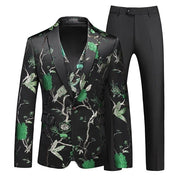 Men's Hollow Print Three-Piece Suit (Blazer, Pants, and Vest)