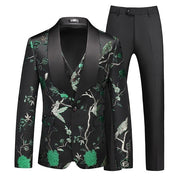 Men's Hollow Print Three-Piece Suit (Blazer, Pants, and Vest)