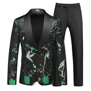 Men's Hollow Print Three-Piece Suit (Blazer, Pants, and Vest)