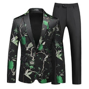 Men's Hollow Print Three-Piece Suit (Blazer, Pants, and Vest)