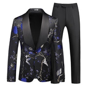 Men's Hollow Print Three-Piece Suit (Blazer, Pants, and Vest)