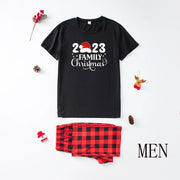 2023 New Short Sleeve Family Christmas Pajamas Set Cartoon Cute Soft 2 Pieces Suit Adults Kids Matching Outfits Baby&Dog Rompers