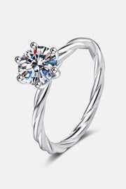 1 Carat Moissanite 6-Prong Twisted silver Ring